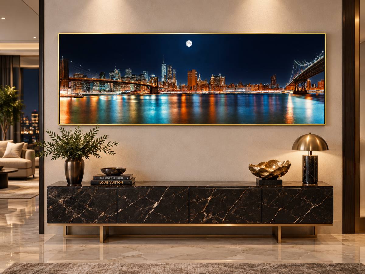NYC Moon Skyline Panoramic – cityscape wall art, additional artwork view 7