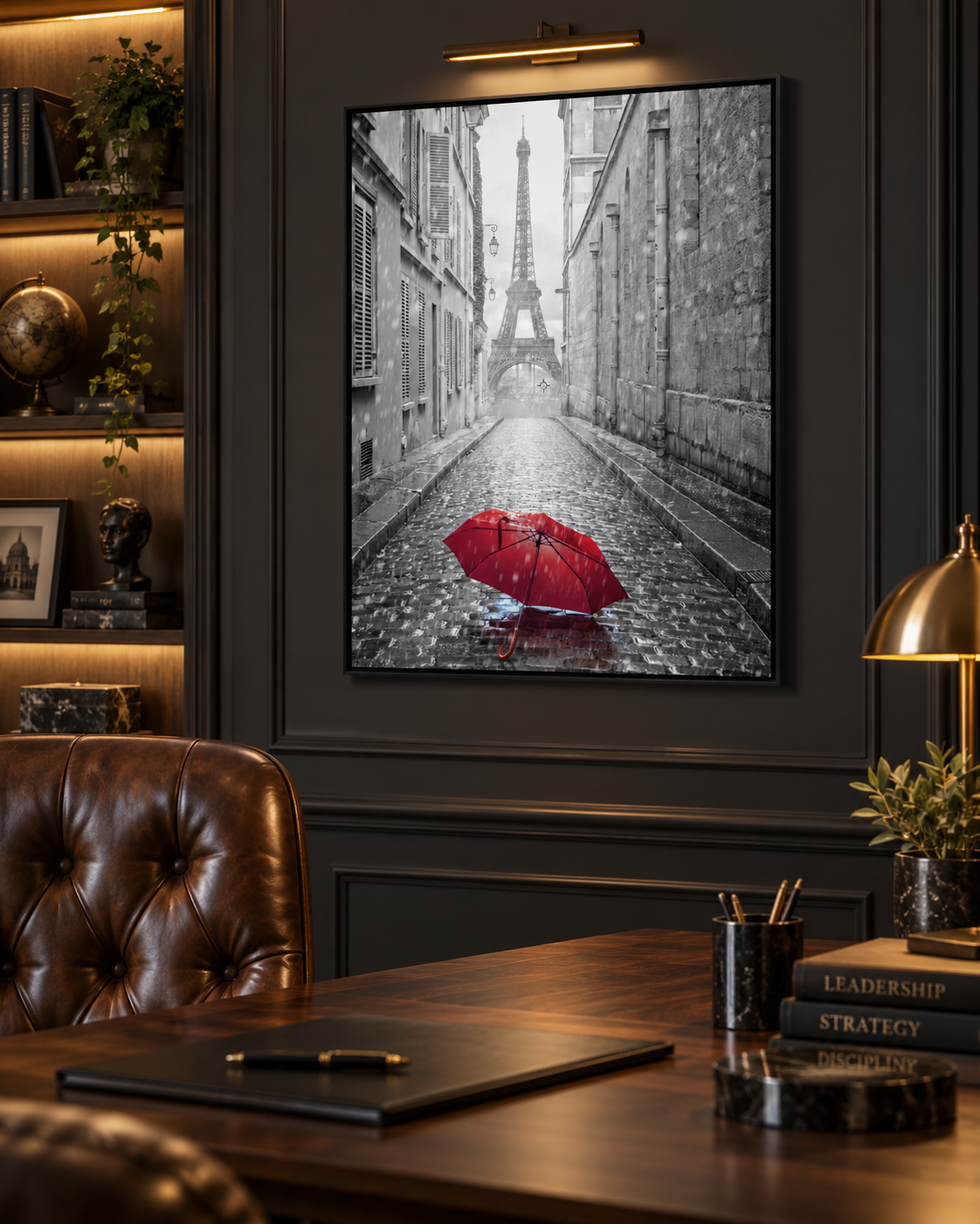 Canvas Wall Art-Red Umbrella Eiffel Tower-Printed Artwork – cityscape wall art, additional artwork view 5