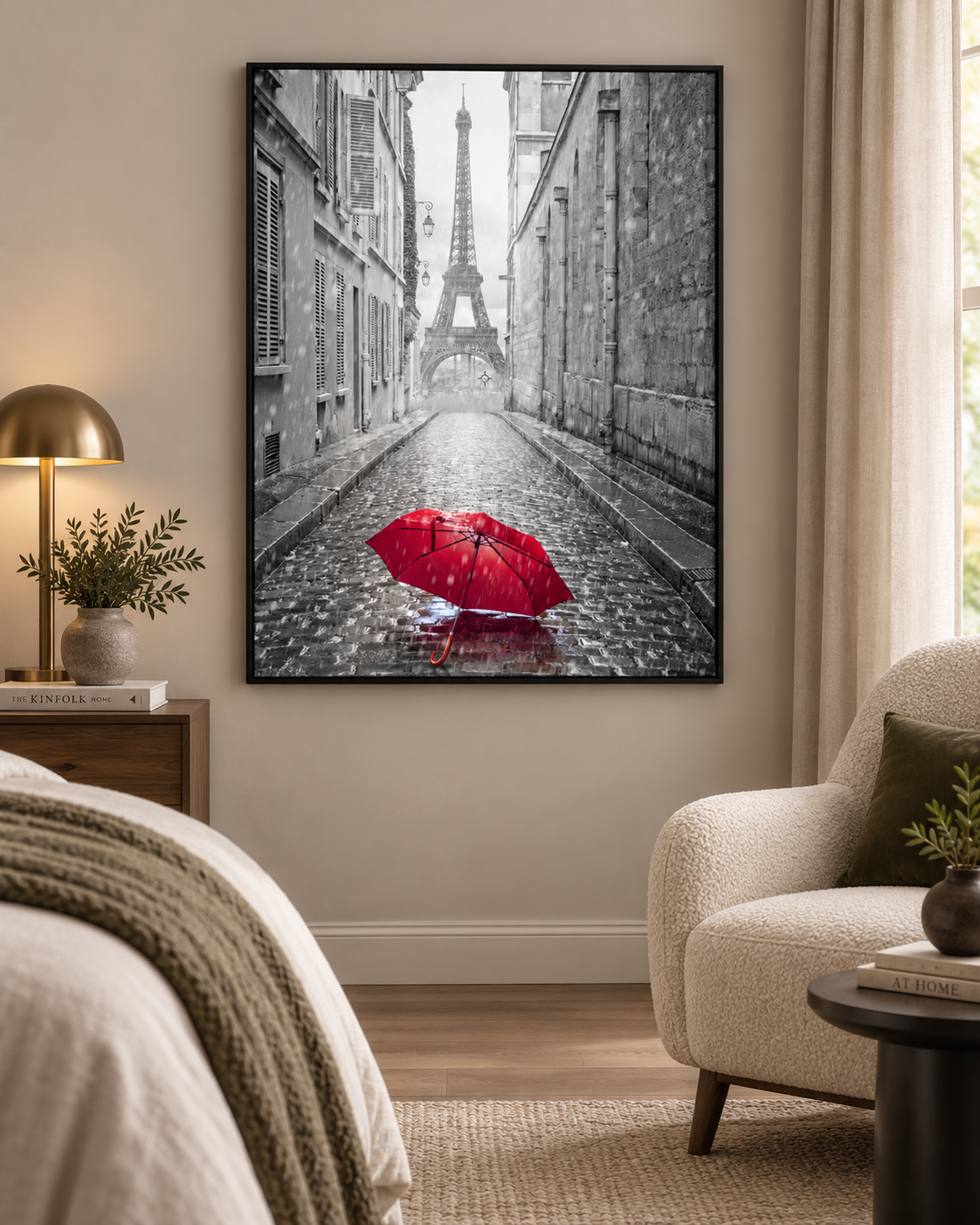 Canvas Wall Art-Red Umbrella Eiffel Tower-Printed Artwork – cityscape wall art, additional artwork view 6
