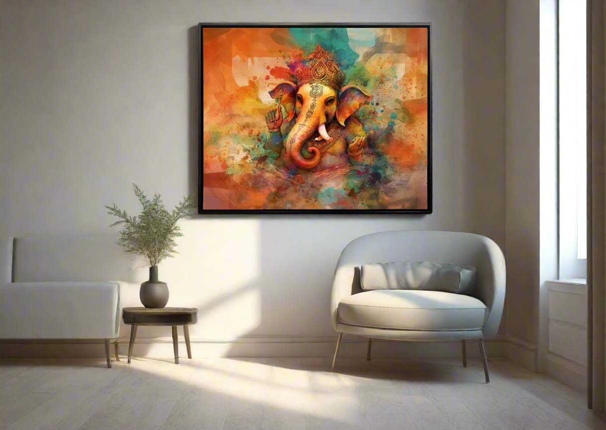 Wall Art-Ganesh Canvas-Indian Art-Spiritual Wall Decor