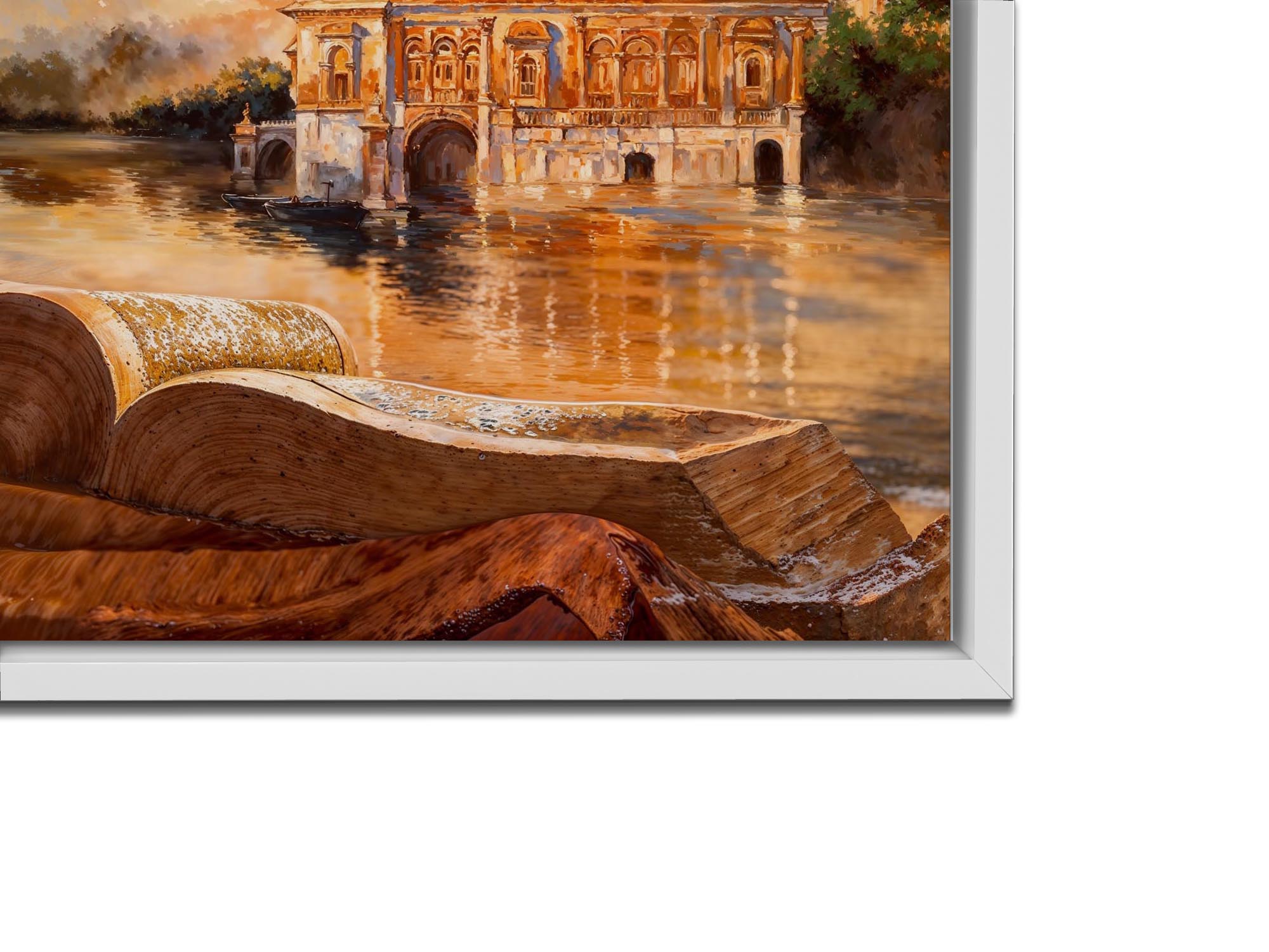 Ancient Golden temple in White Floating Frame