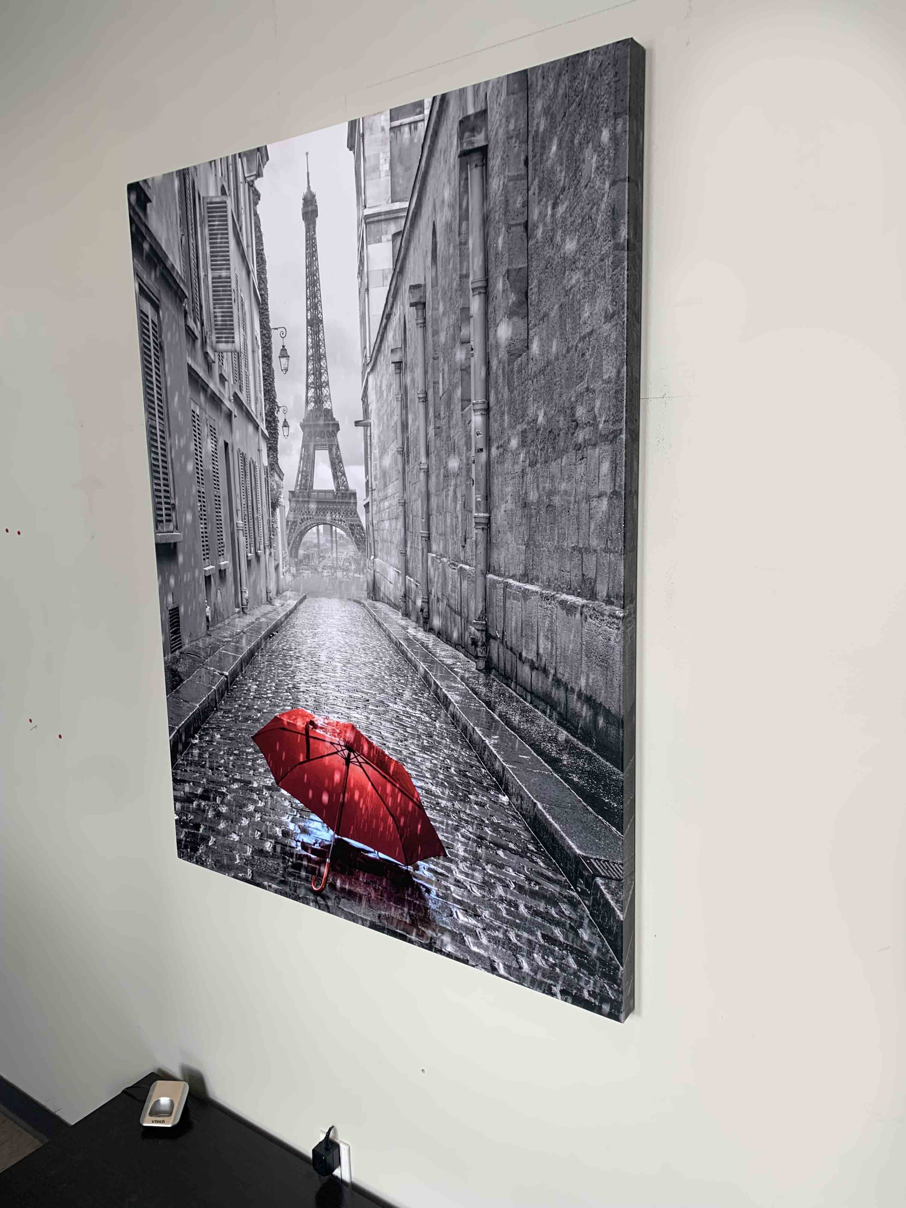 Canvas Wall Art-Red Umbrella Eiffel Tower-Printed Artwork
