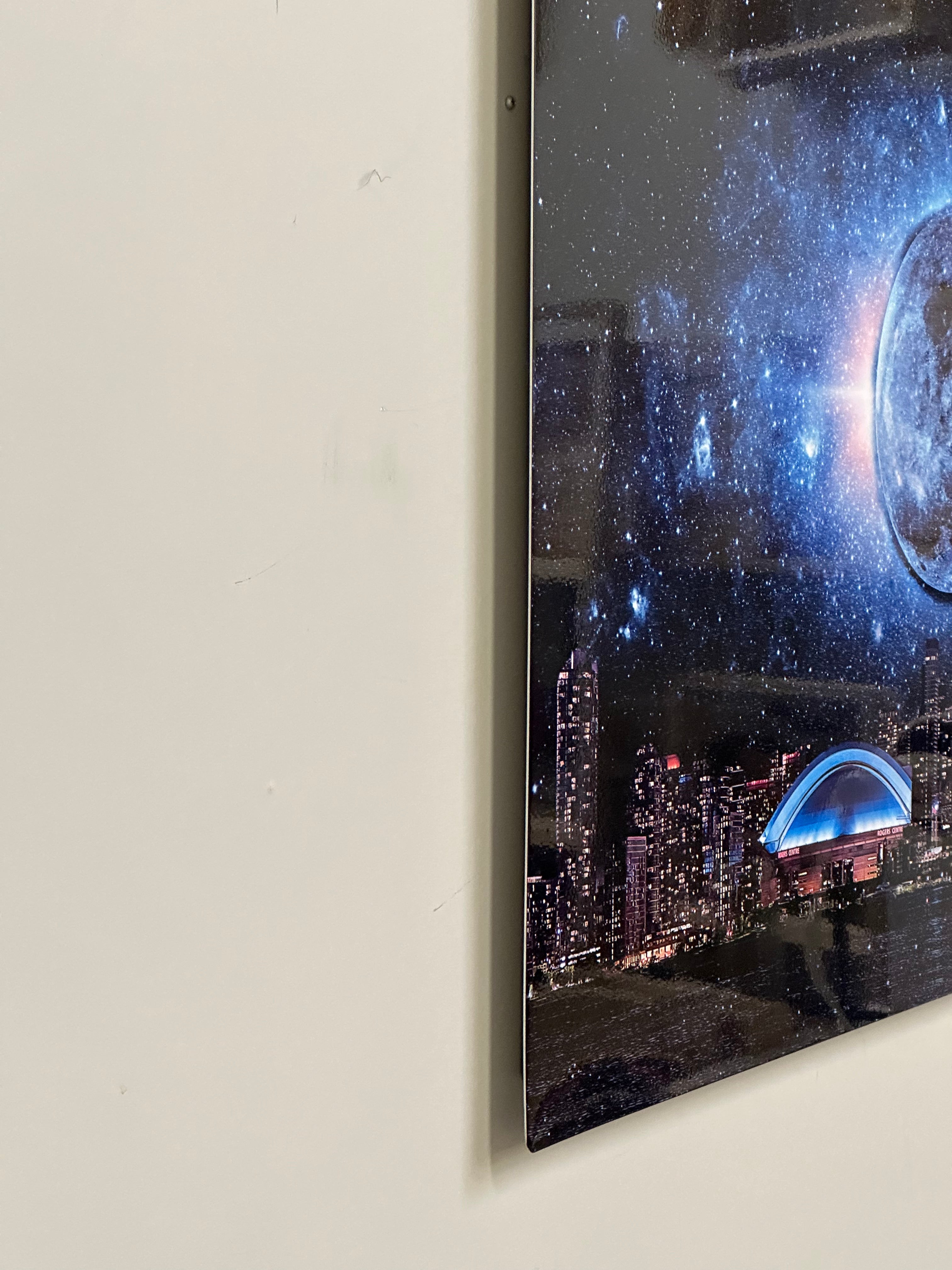 Wall art-Metal aluminum print-Toronto, dark moon with CN Tower-Limited Edition