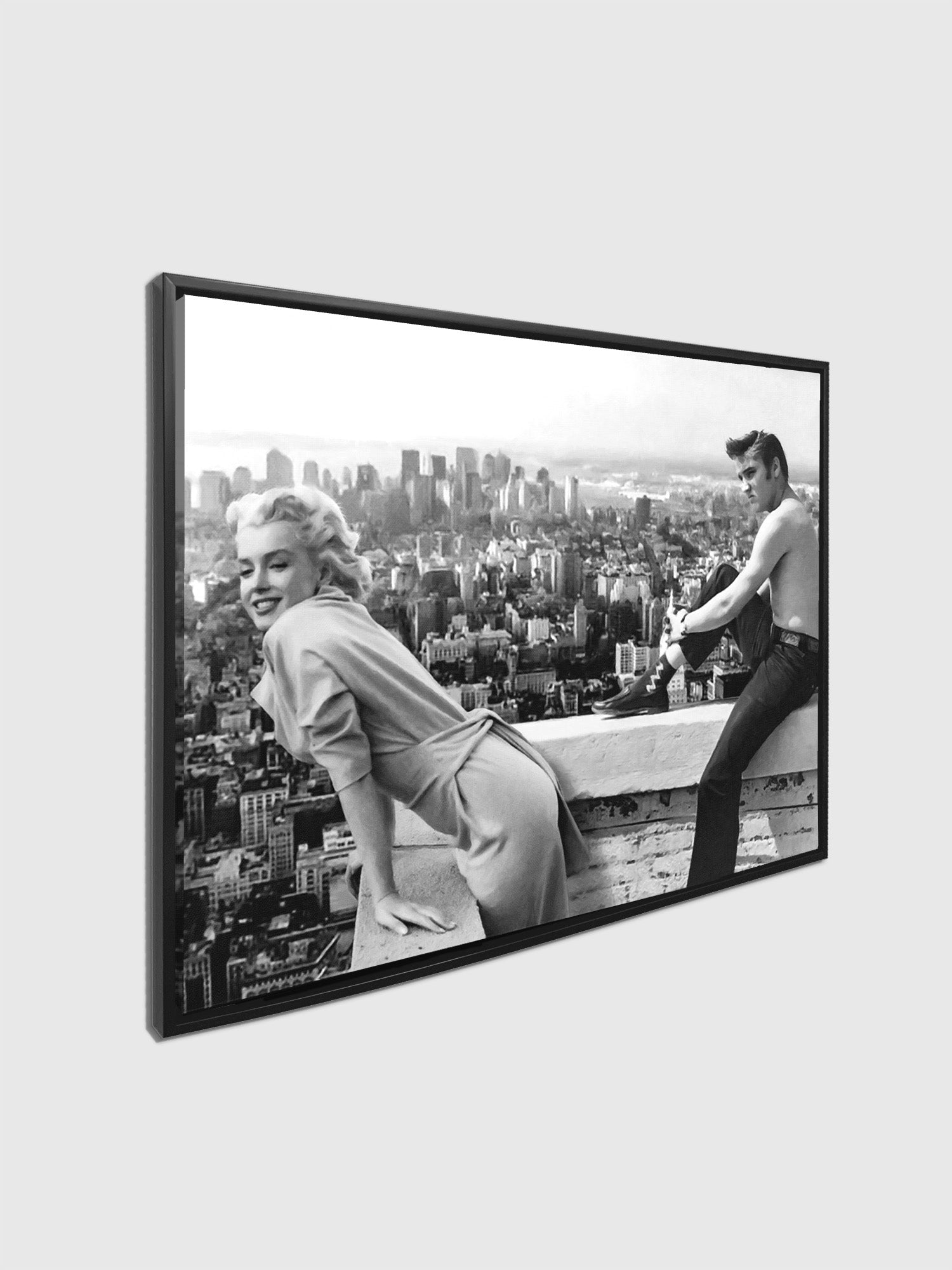 Marilyn and Elvis in Black Floating Frame