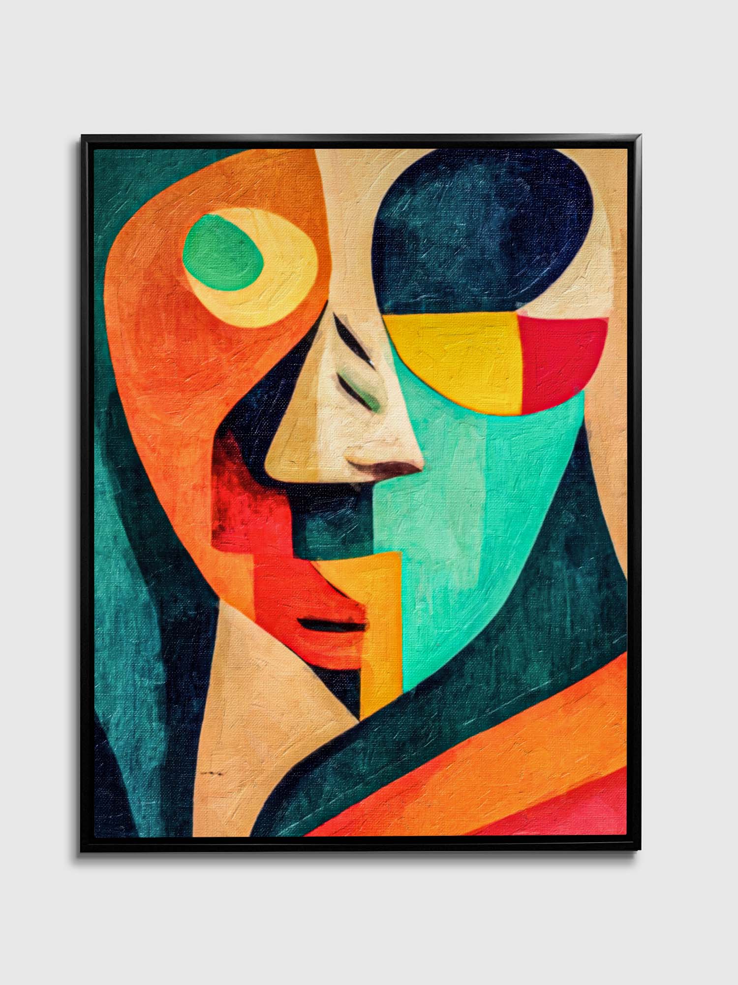 Wall decor Picasso style digital art with black Floating Frame