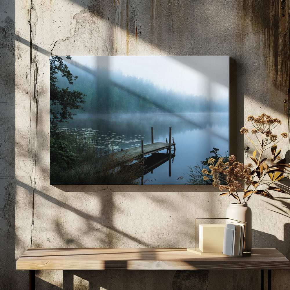 Moody morning Wall Artwork In White Floating Frame
