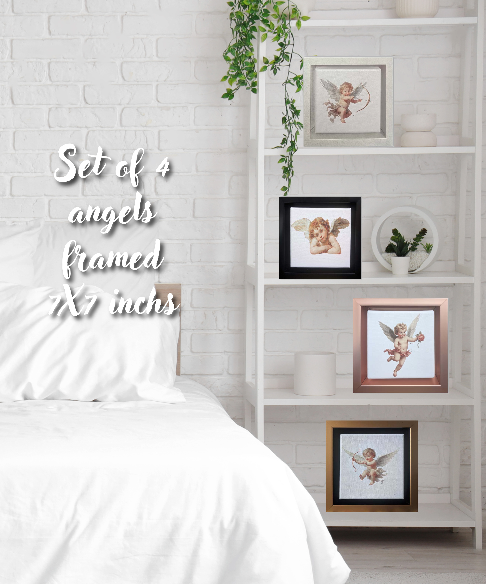 Set of 4 Framed Angels Wall Art