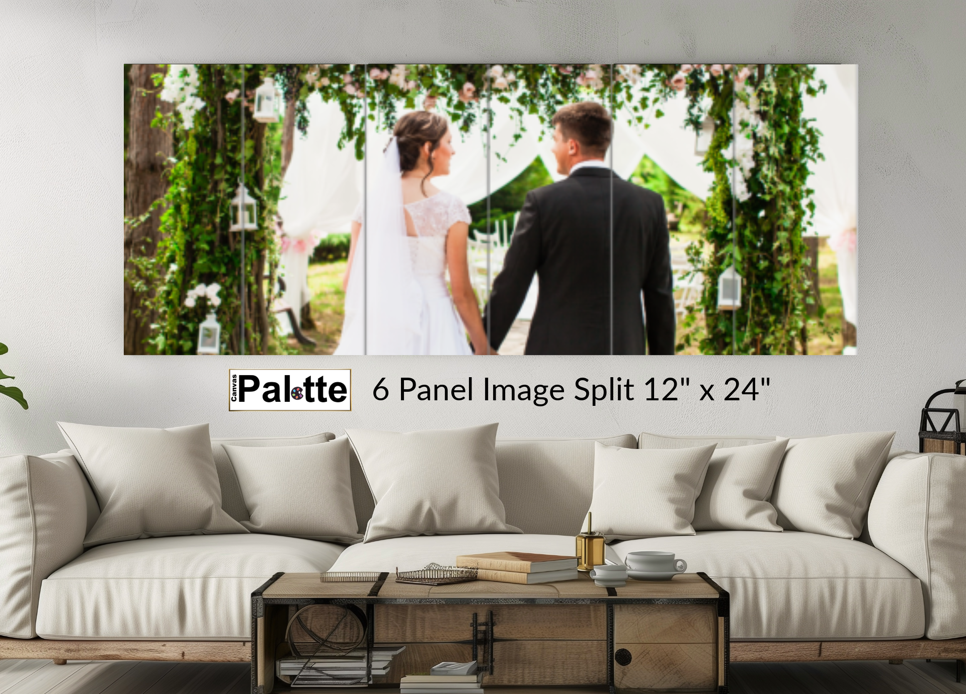 sample Split Canvas Prints 6 Panel 12" x 24" Wedding photo in multipanel