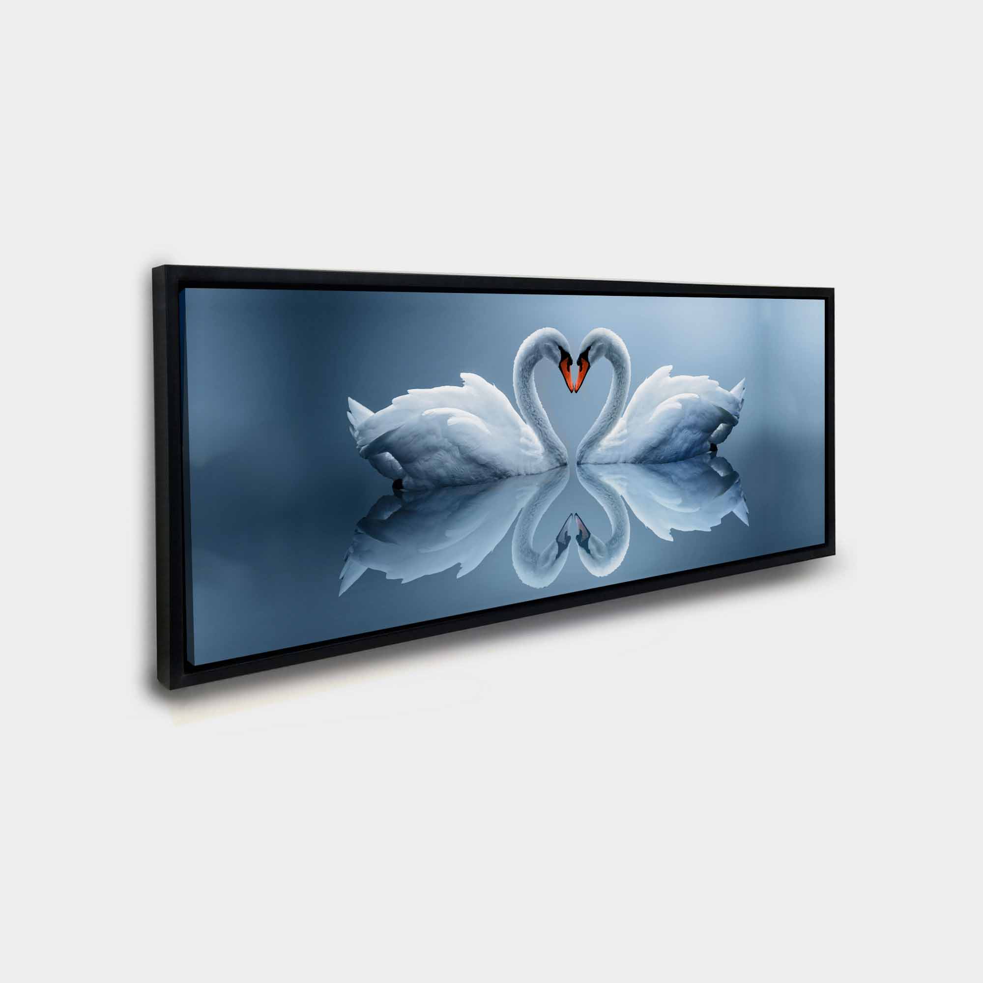 Wall Art-Kissing Swans with black frame