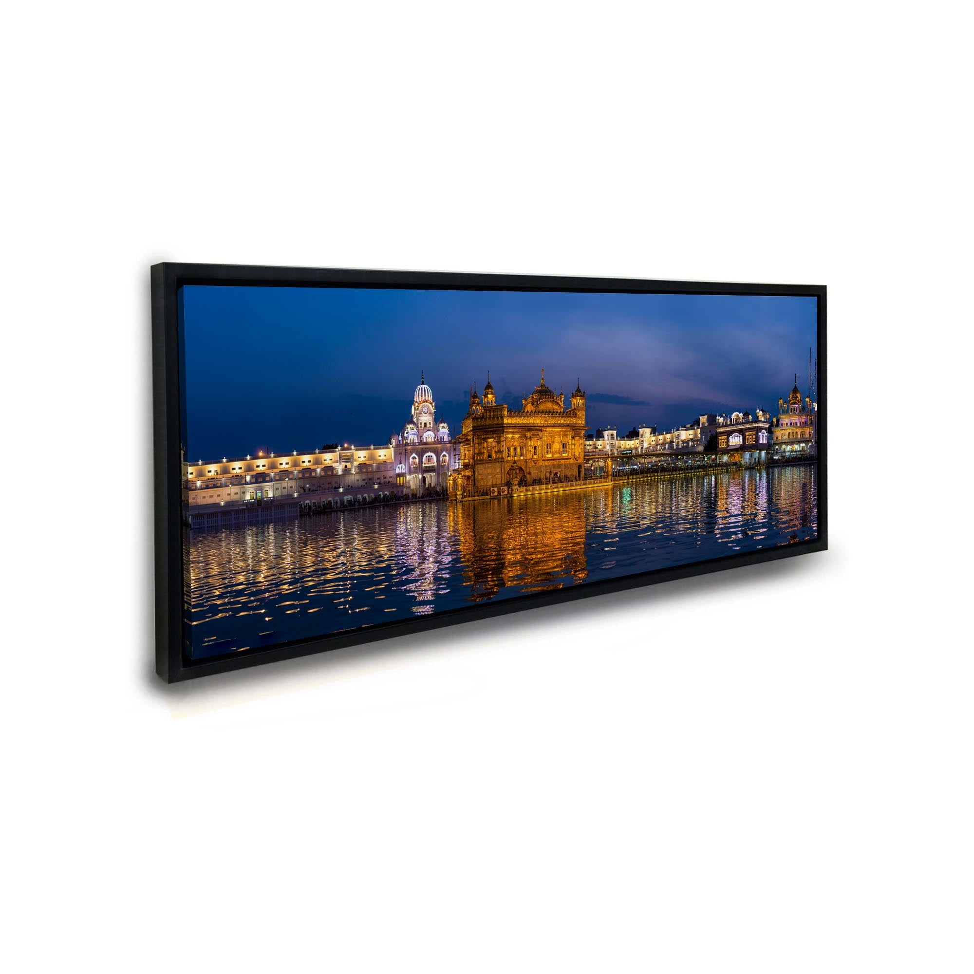 Wall Art Golden Temple in Black Gloating Frame