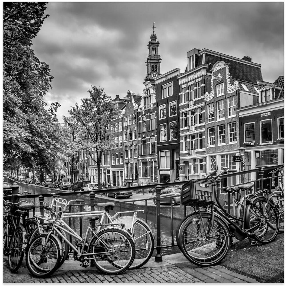 Landscape Photography Canvas Print-wall-art-amsterdam-flower-canal-black-amp-white-24X24