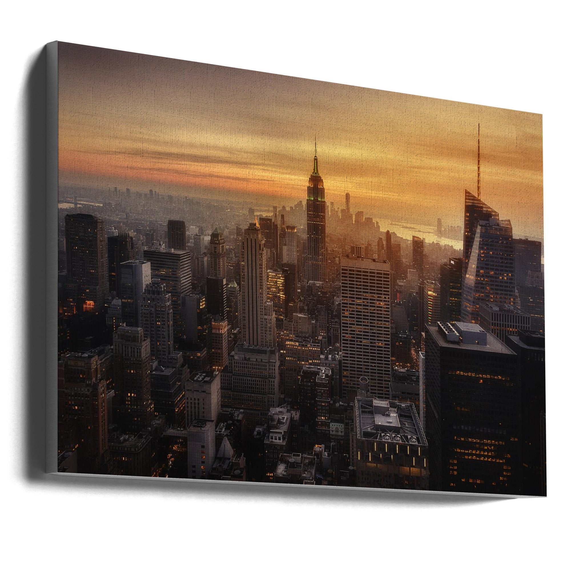 Manhattan's light Wall Artwork In Black Floating Frame