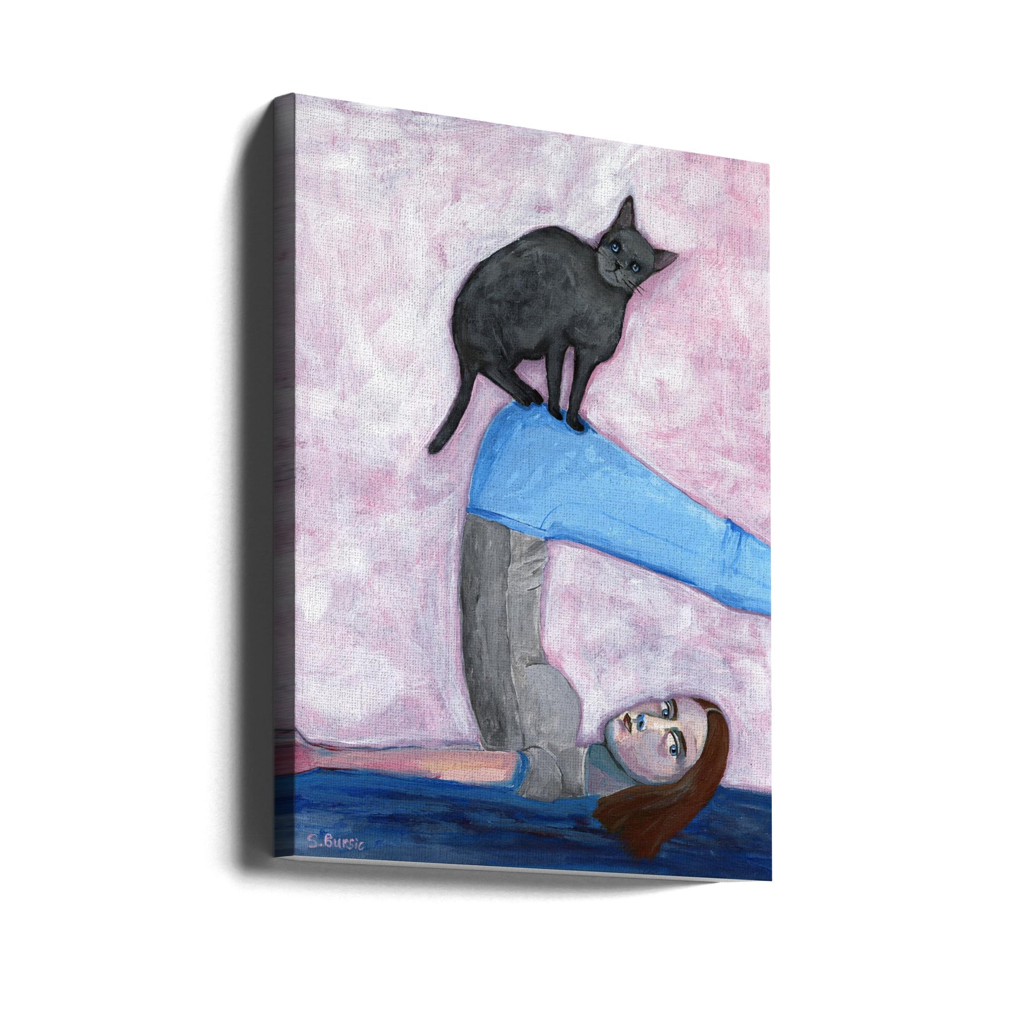 Yoga with my Cat Wall Artwork Gallery Wrapped (Ready to Hang)