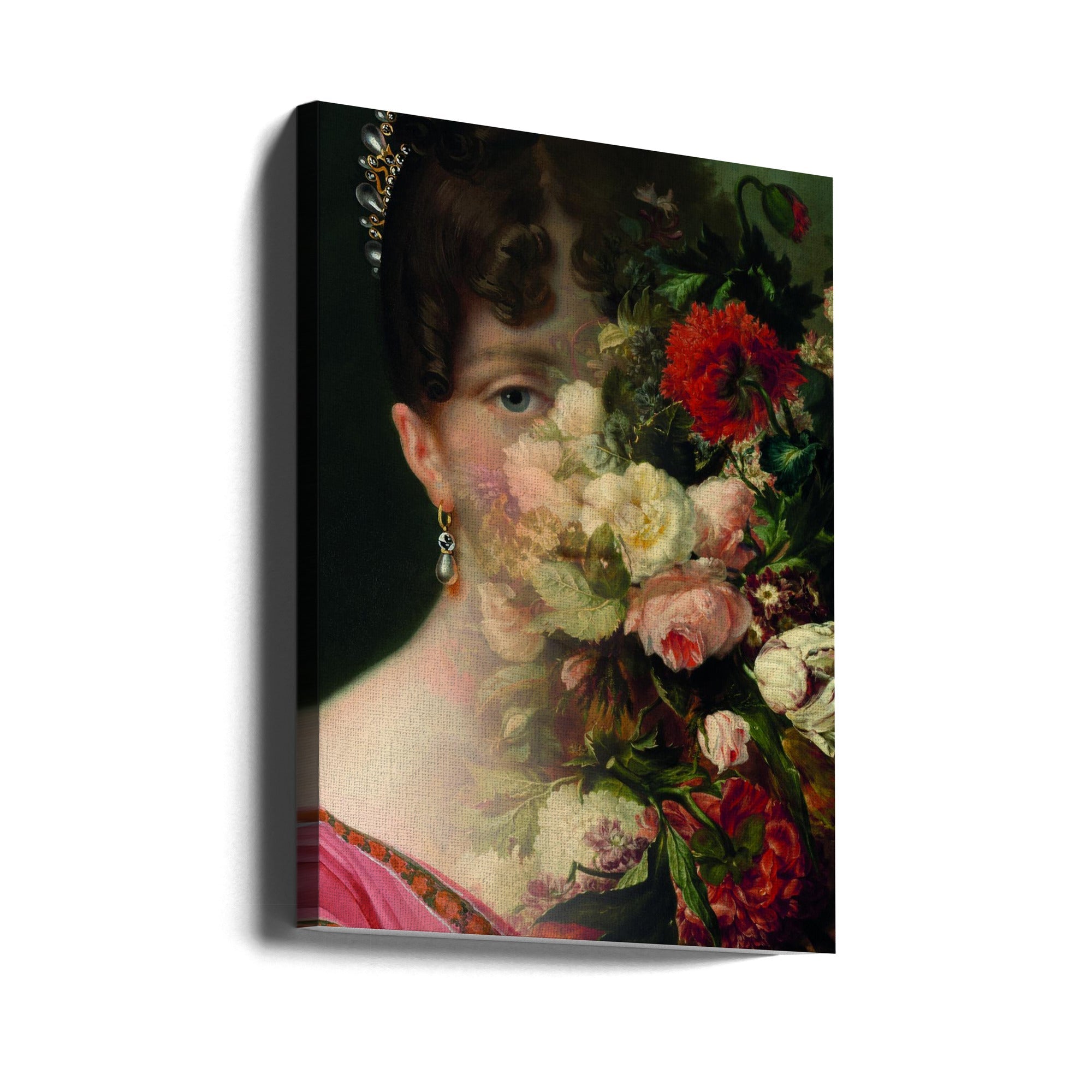 Portrait of Hortense de Beauharnais, queen of Holland with flower still life Wall Artwork Gallery Wrapped (Ready to Hang)