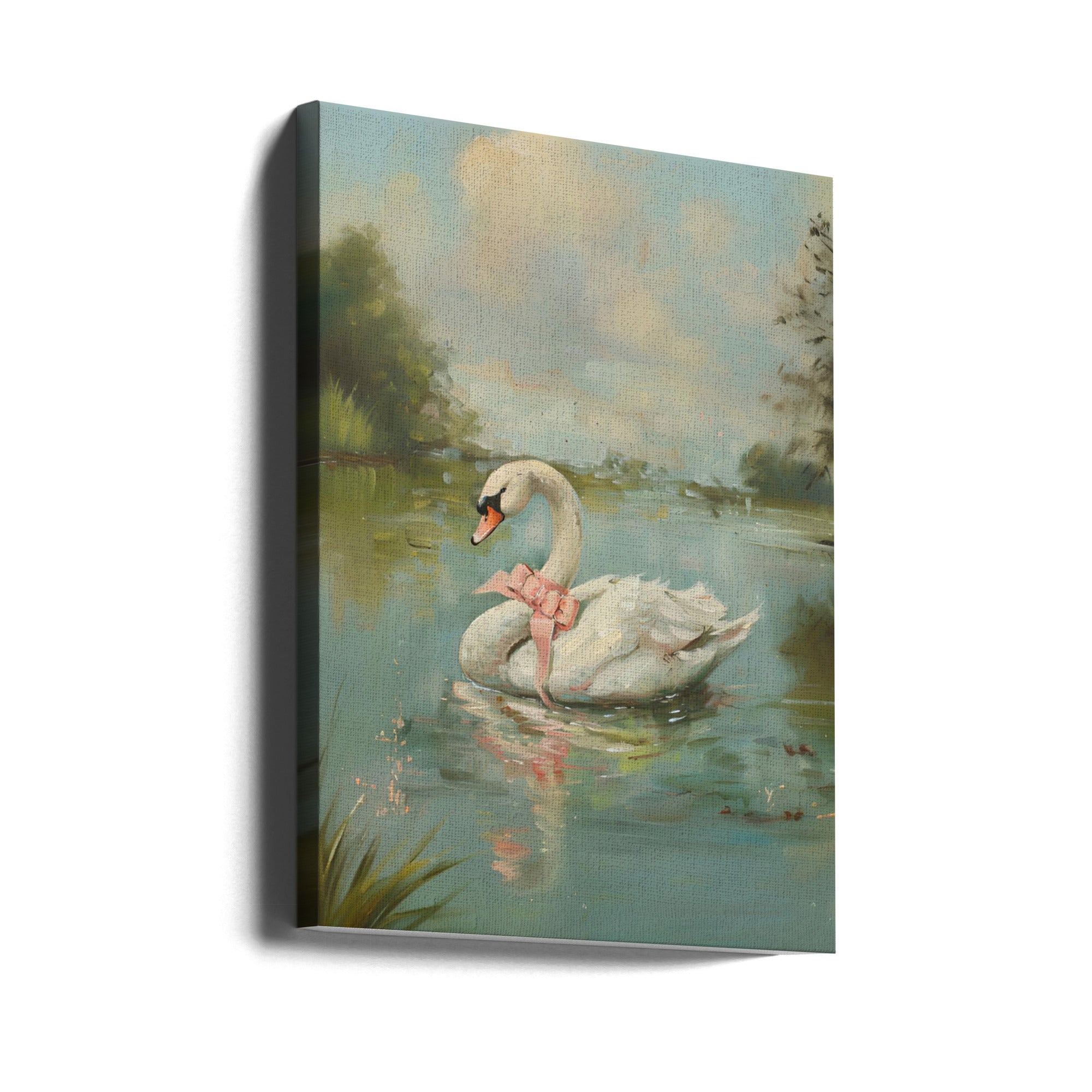 Vintage Swan Coquette Wall Artwork Gallery Wrapped (Ready to Hang)
