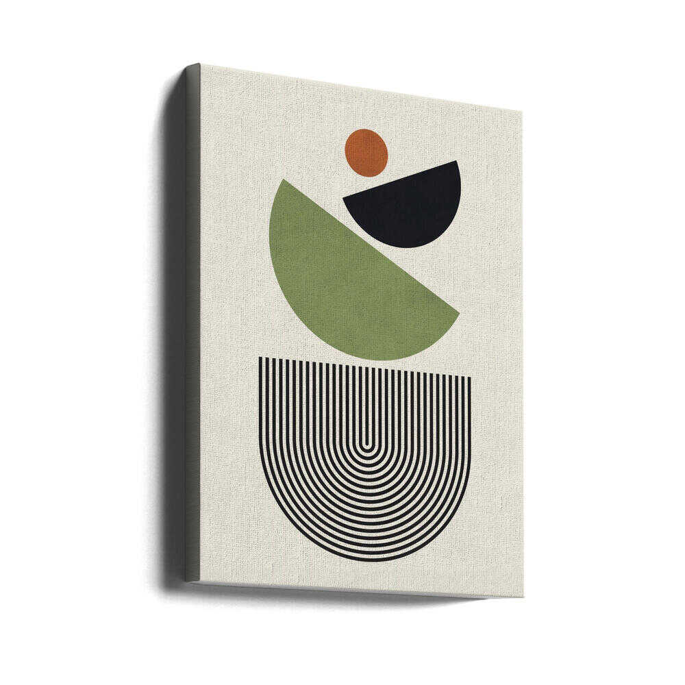 Wall art Geometric Shapes in Green Black and Orange