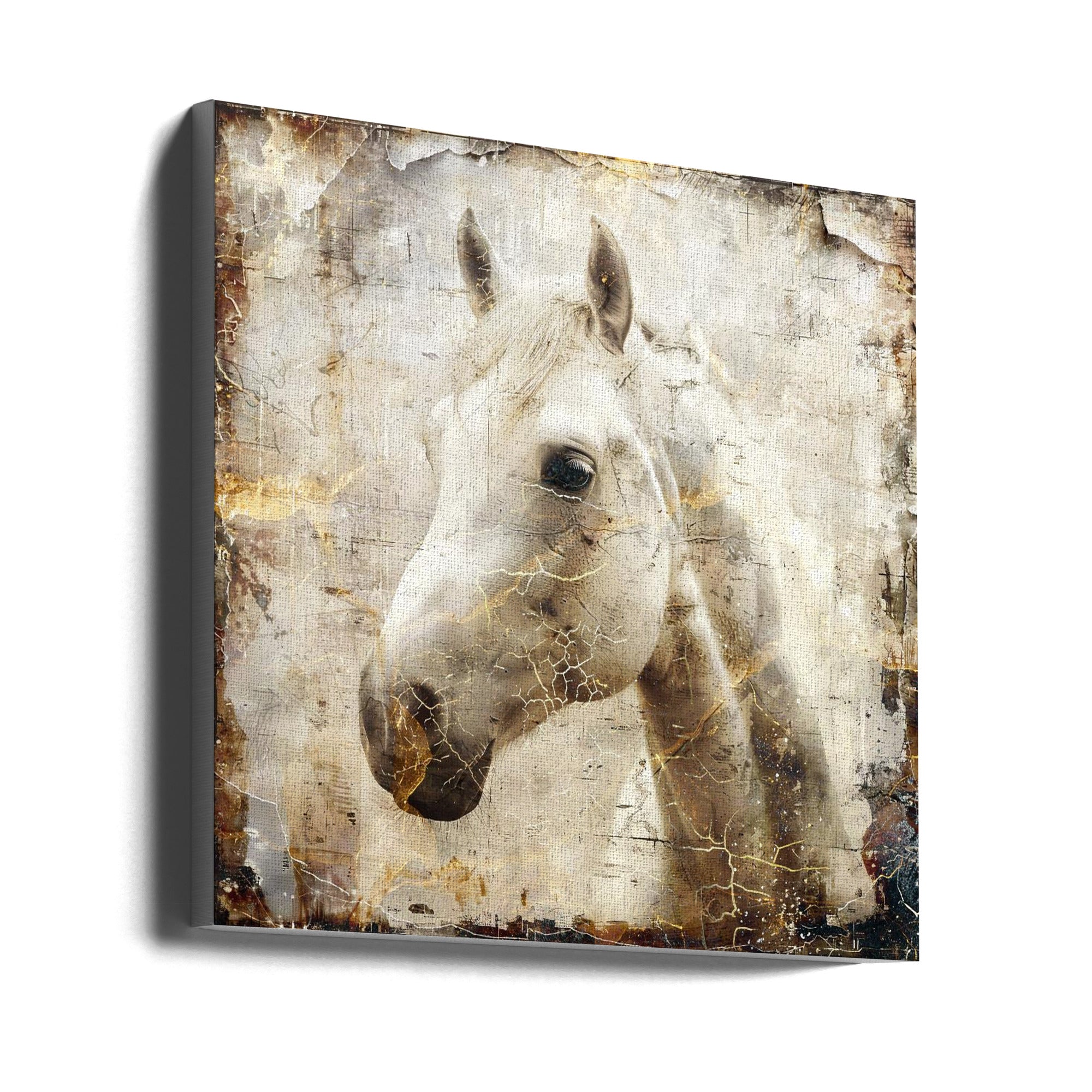 Abstract Art Canvas Print-wall-art-horse-vintage-art-illustration-02-24X24inches