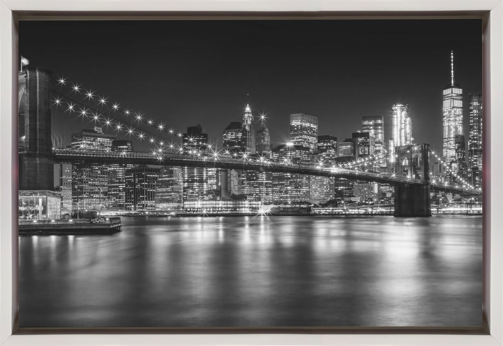 Wall art- MANHATTAN SKYLINE and BROOKLYN BRIDGE Idyllic Nightscape
