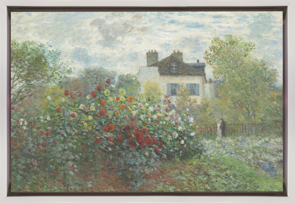 The Artist's Garden In Argenteuil, a Corner of the Garden With Dahlias (1873) Wall Artwork In Black Floating Frame