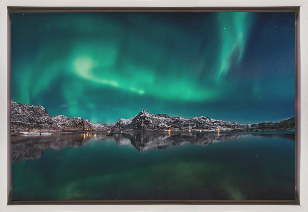 Lofoten Aurora Reflection Wall Artwork Gallery Wrapped (Ready to Hang)