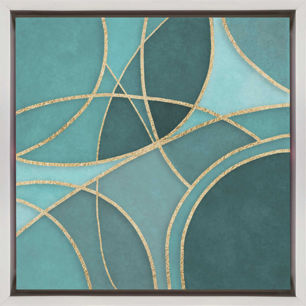 Wall art Round Abstracts Turquoise Gold