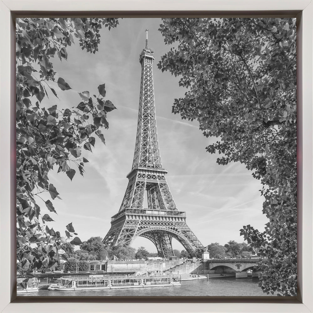 Wall art PARIS Eiffel Tower & River Seine - Monochrome