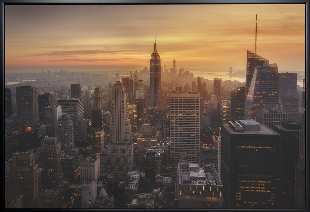 Manhattan's light Wall Artwork In Black Floating Frame