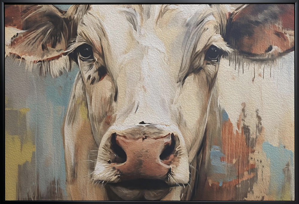 Cow No 1 Wall Artwork In Black Floating Frame