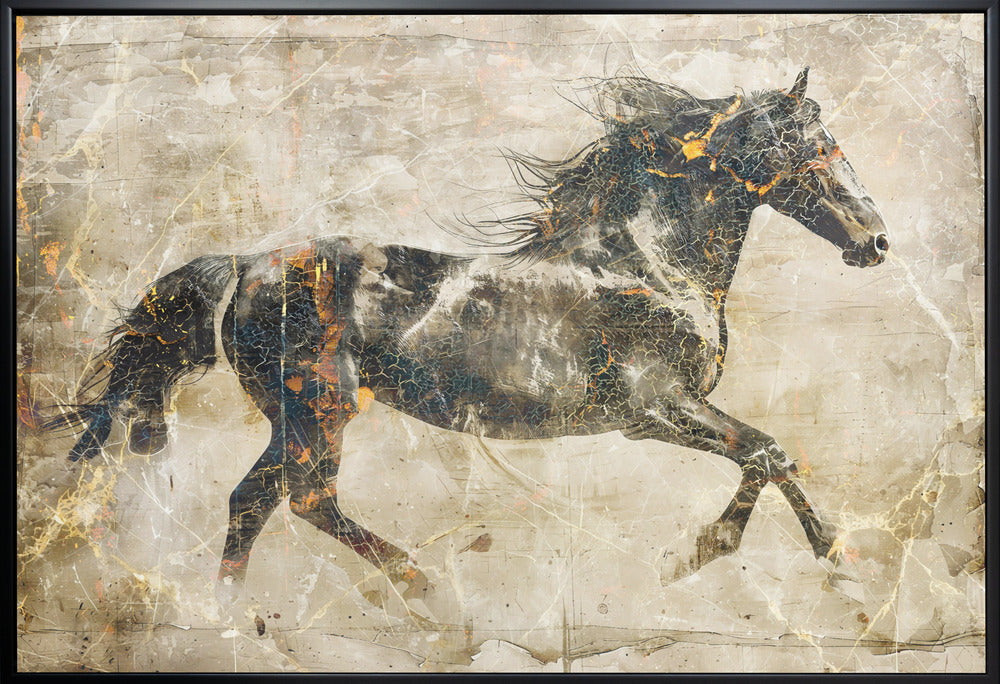 Abstract Art Canvas Print-wall-art-horse-vintage-art-illustration-03-36X24inches