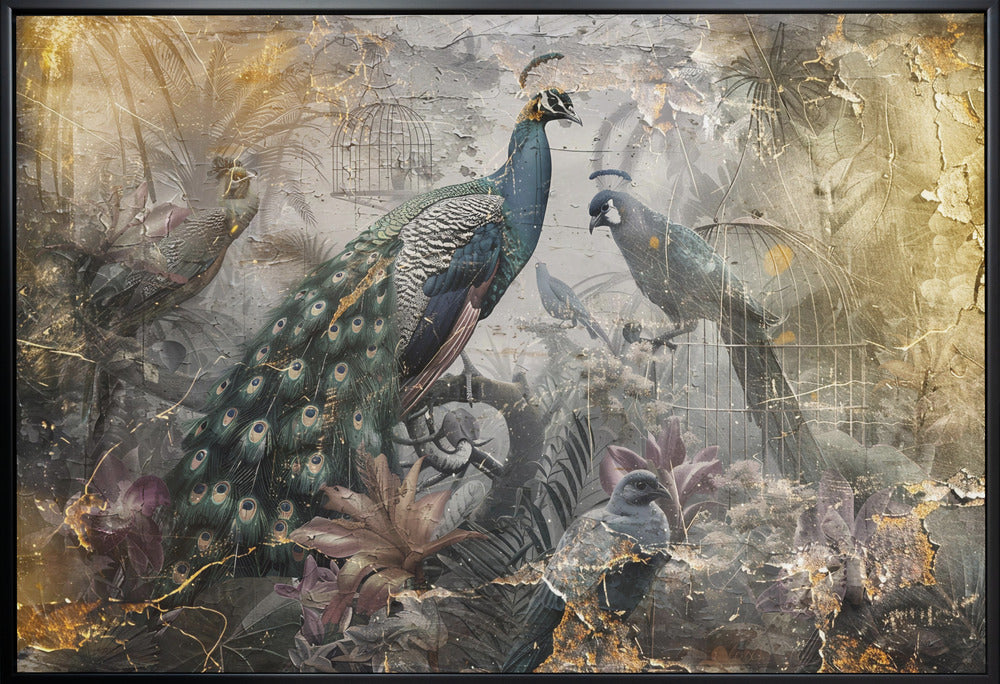 Abstract Art Canvas Print-wall-art-bird-birds-animal-vintage-art-illustration-wallart-18-48X36