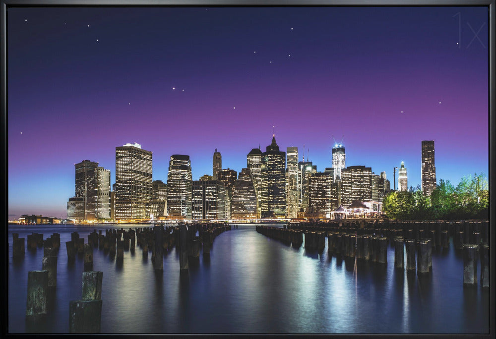 Wall ArtNew York Sky Line 36X24inch In White Floating Frame