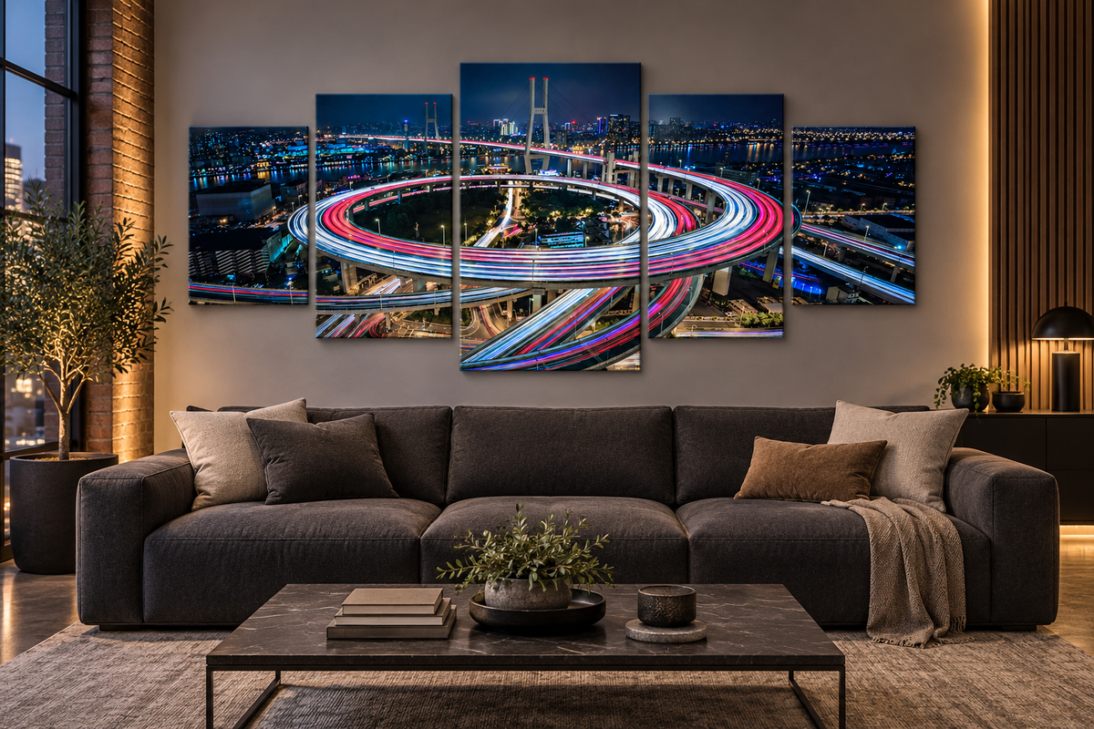 City Interchange Light Trails in the Statement 5 layout shown in an illustrative room setting