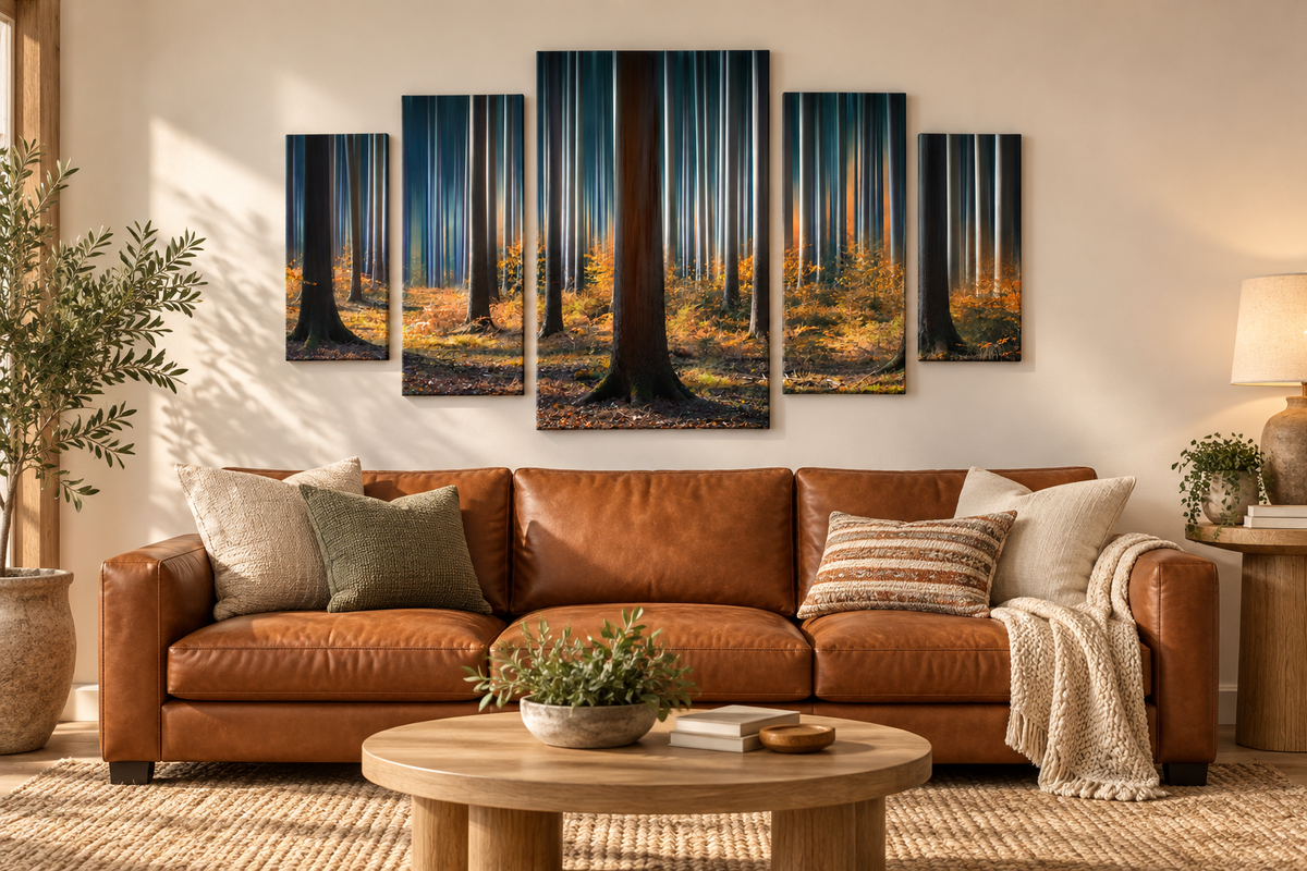 Golden Light in the Forest in the Compact 5 layout shown in an illustrative room setting