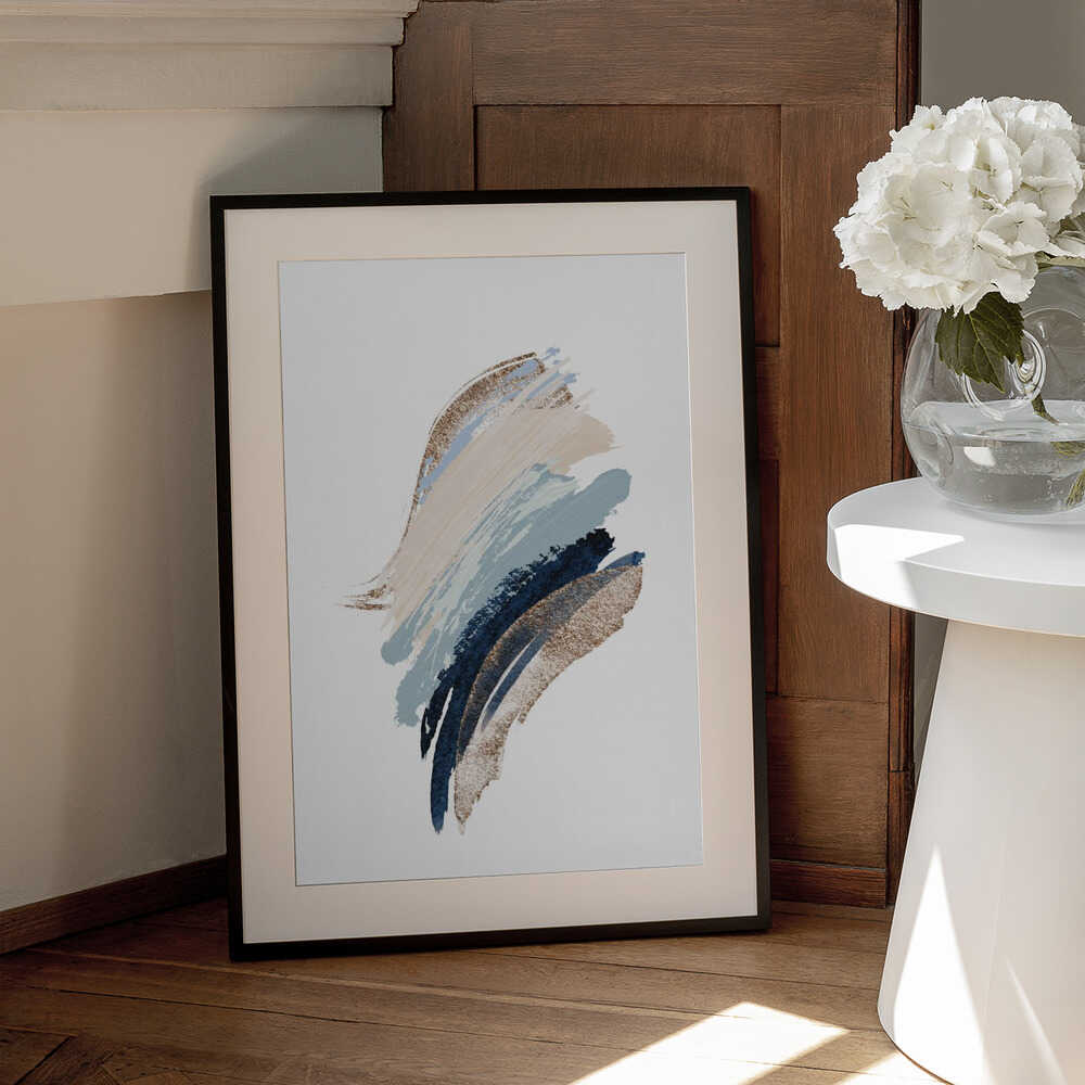 Smooth Shapes-1 – abstract wall art, black frame view