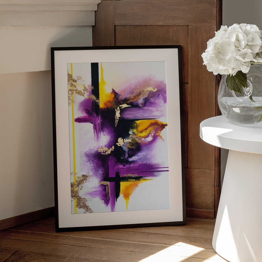 Wall art Geometric Purple and Yellow