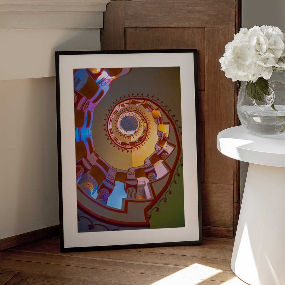 Castle of Bory – decorative wall art, black frame view