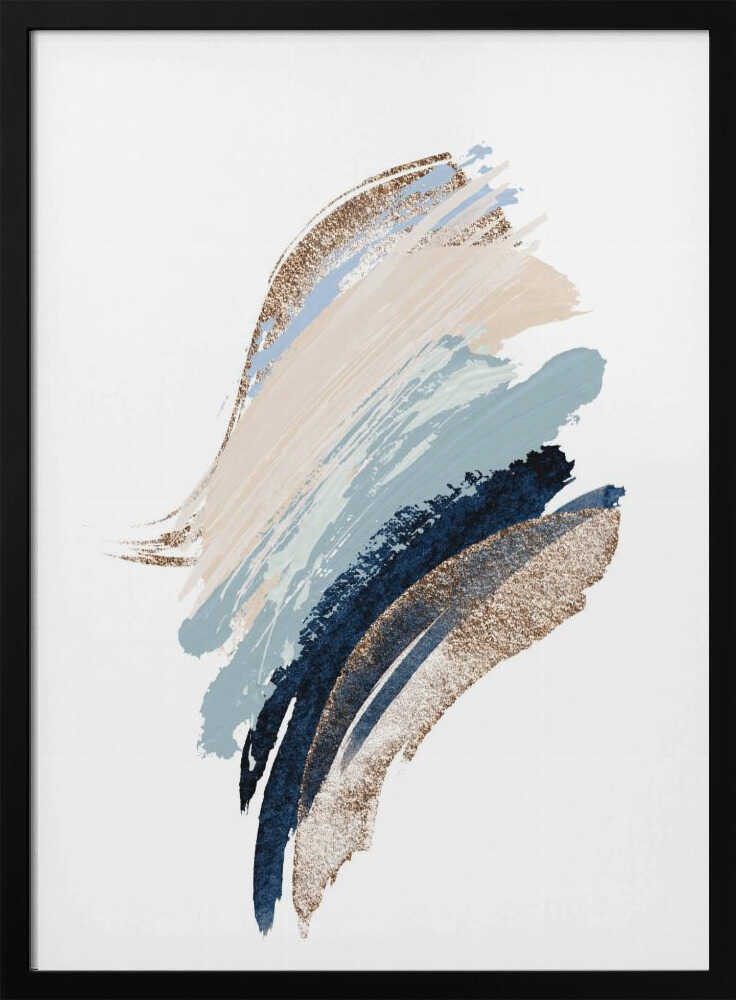 Smooth Shapes-1 – abstract wall art, black frame view