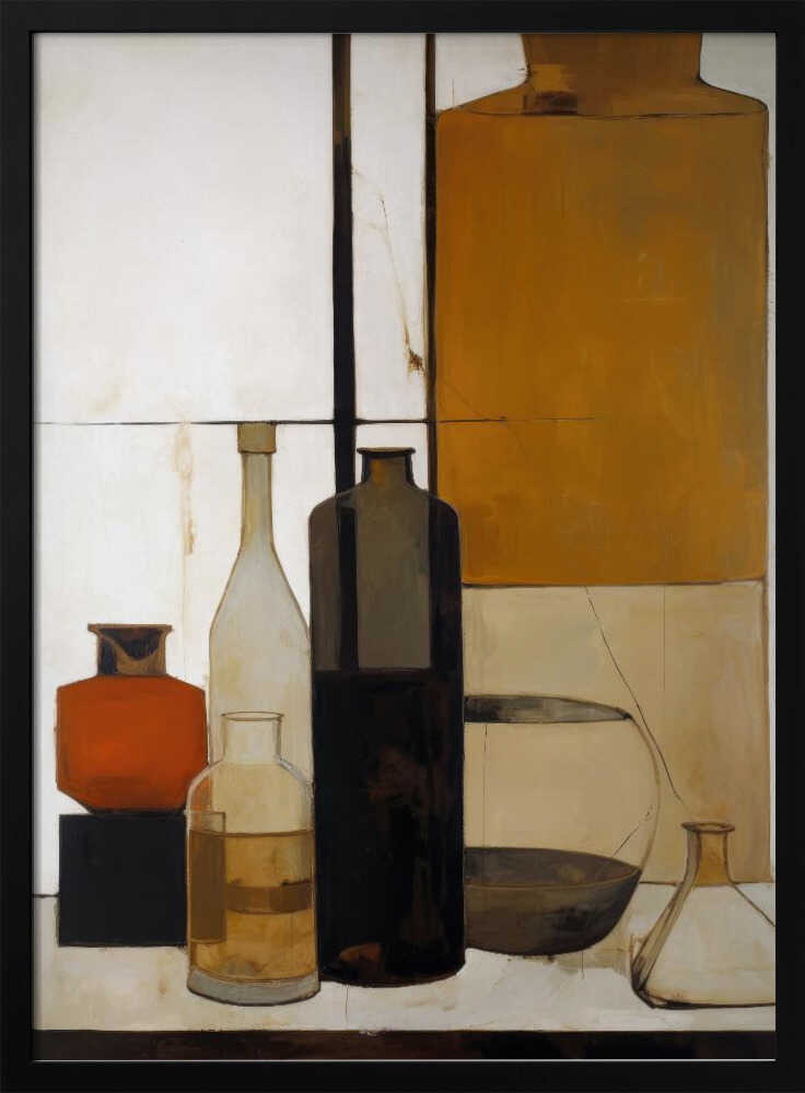 Shapes of Stillness – abstract wall art, black frame view