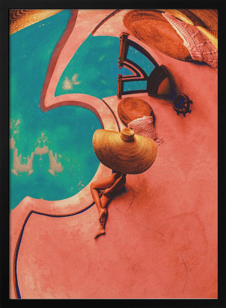 Poolside Wall Artwork In White Floating Frame