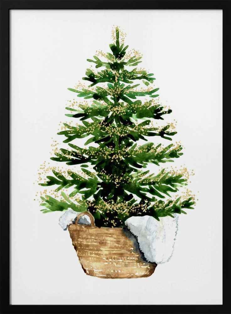Wall art Cozy watercolor Christmas tree (2) Canvas Print