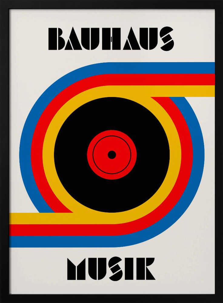 Bauhaus Musik Vinyl – abstract wall art, black frame view