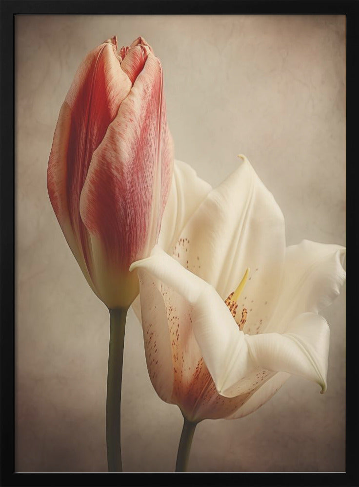 Vintage Flowers 3 Wall Artwork In Black Floating Frame