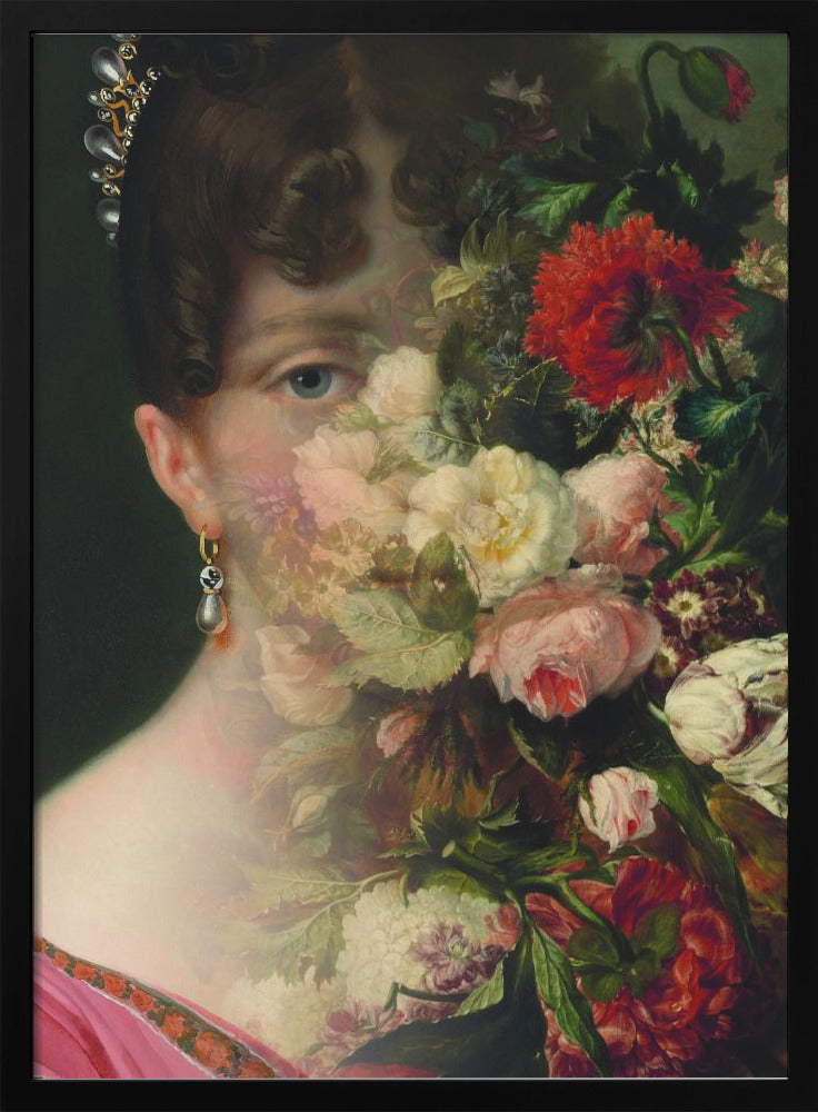 Portrait of Hortense de Beauharnais, queen of Holland with flower still life Wall Artwork Gallery Wrapped (Ready to Hang)