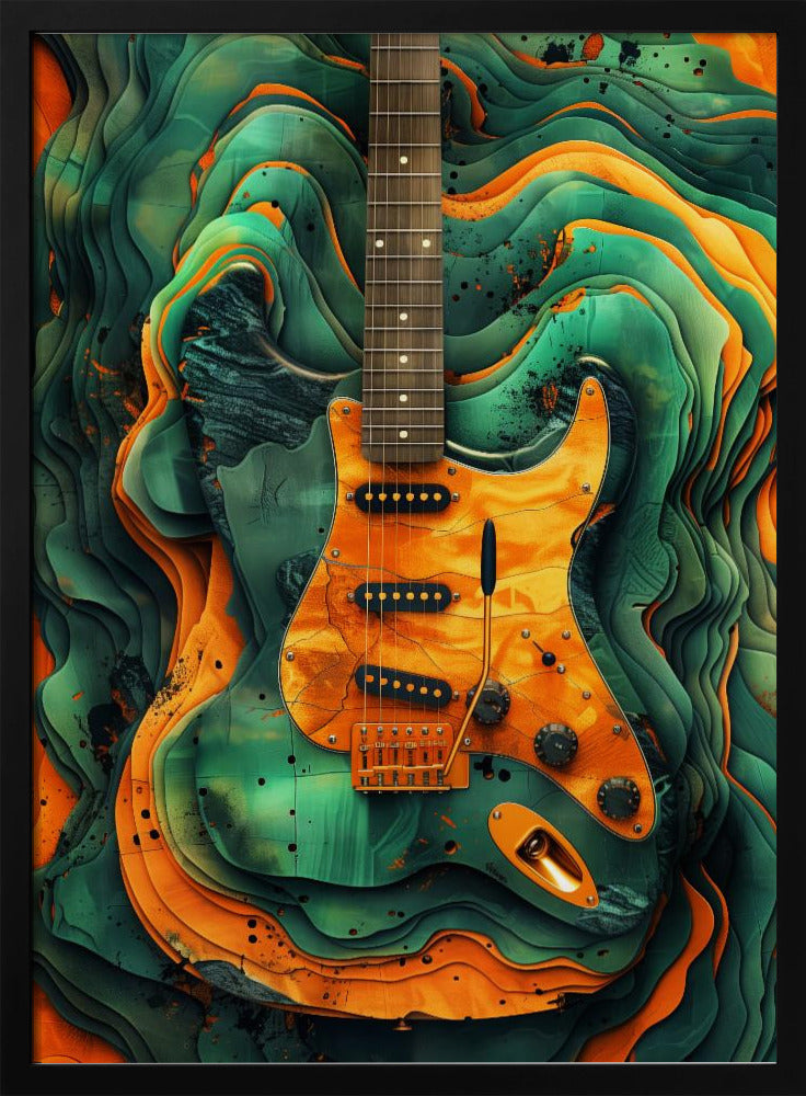 Music Guitar 4 Wall Artwork In Black Floating Frame
