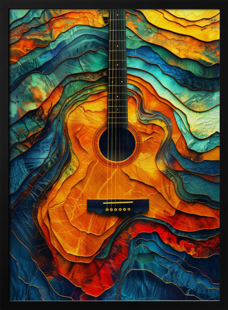 Music Guitar 6 Wall Artwork In Black Floating Frame