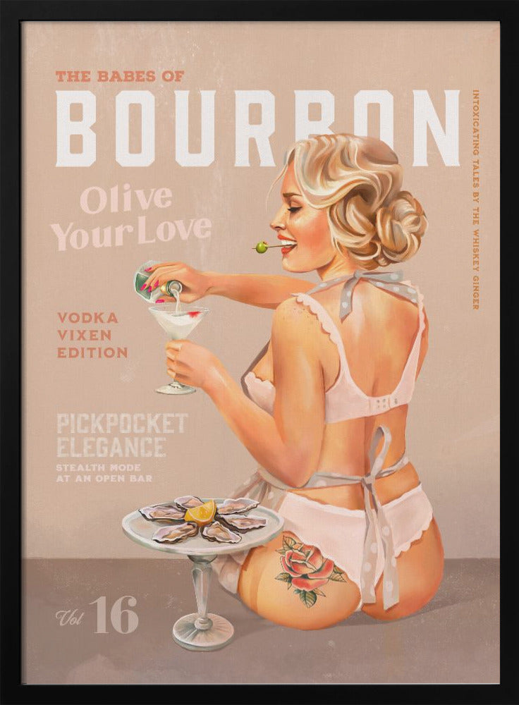 Wall art Babes of Bourbon Vol 16 Vintage Vodka Martini Pin Up Girl