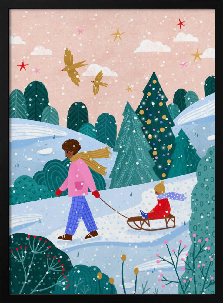 Wall art Snowy Sledge Walk 2 Canvas Print