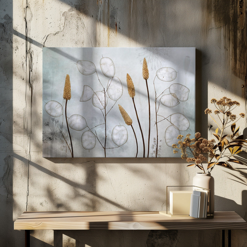 Lunaria Wall Artwork In White Floating Frame