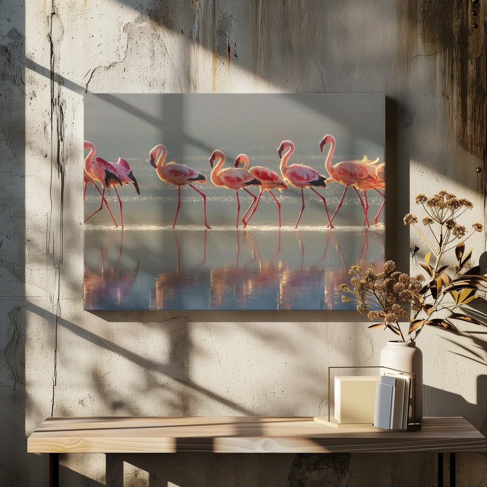Flamingo Wall Artwork In Black Floating Frame