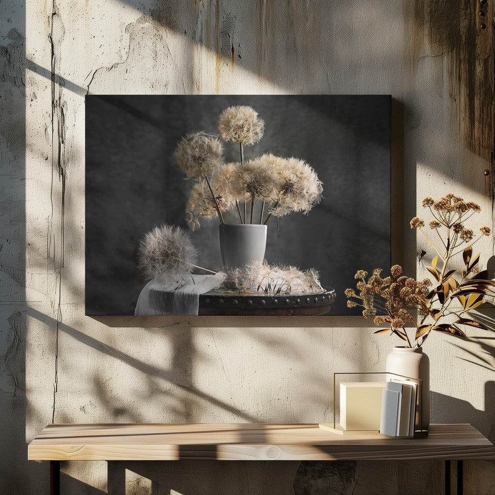 Dandelion Seed Pod Wall Artwork In Black Floating Frame